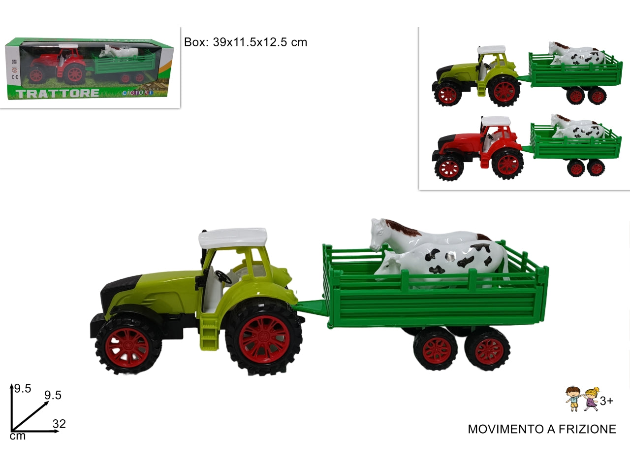 Trattore fattoria a frizione in 2 colorazioni