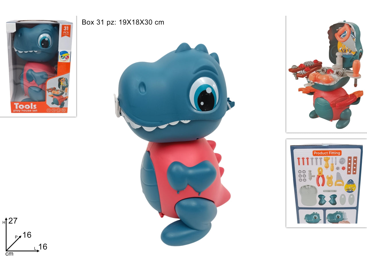 Dinosauro 2 in 1 attrezzi da lavoro la confezione contiene 31 pezzi