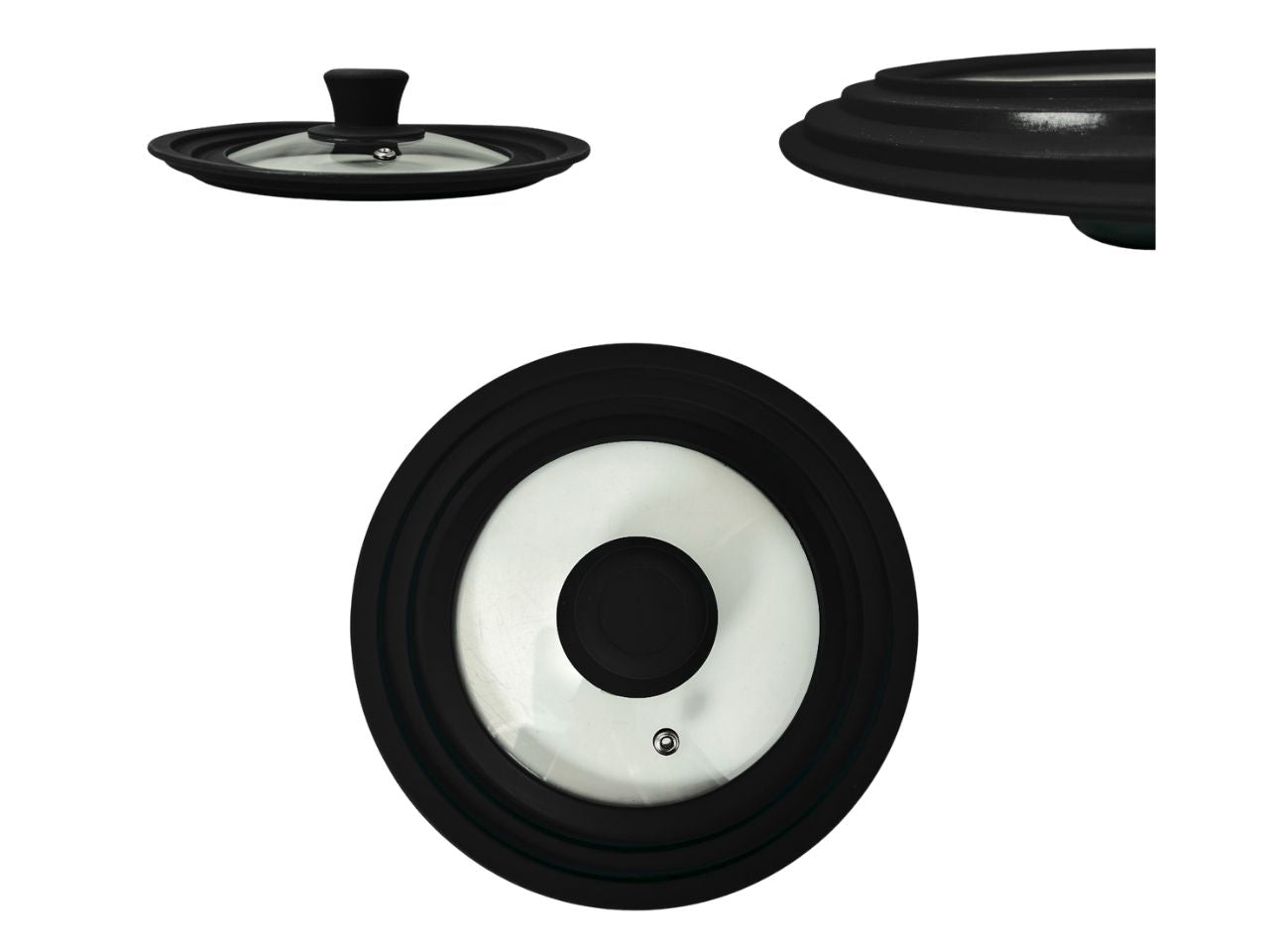 Coperchio in vetro e silicone nero 16/18/20cm