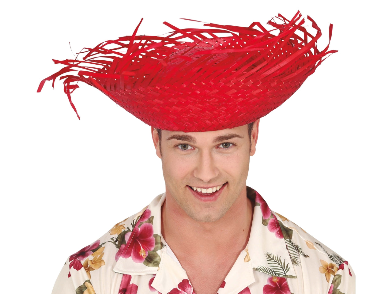 Cappello in paglia rosso