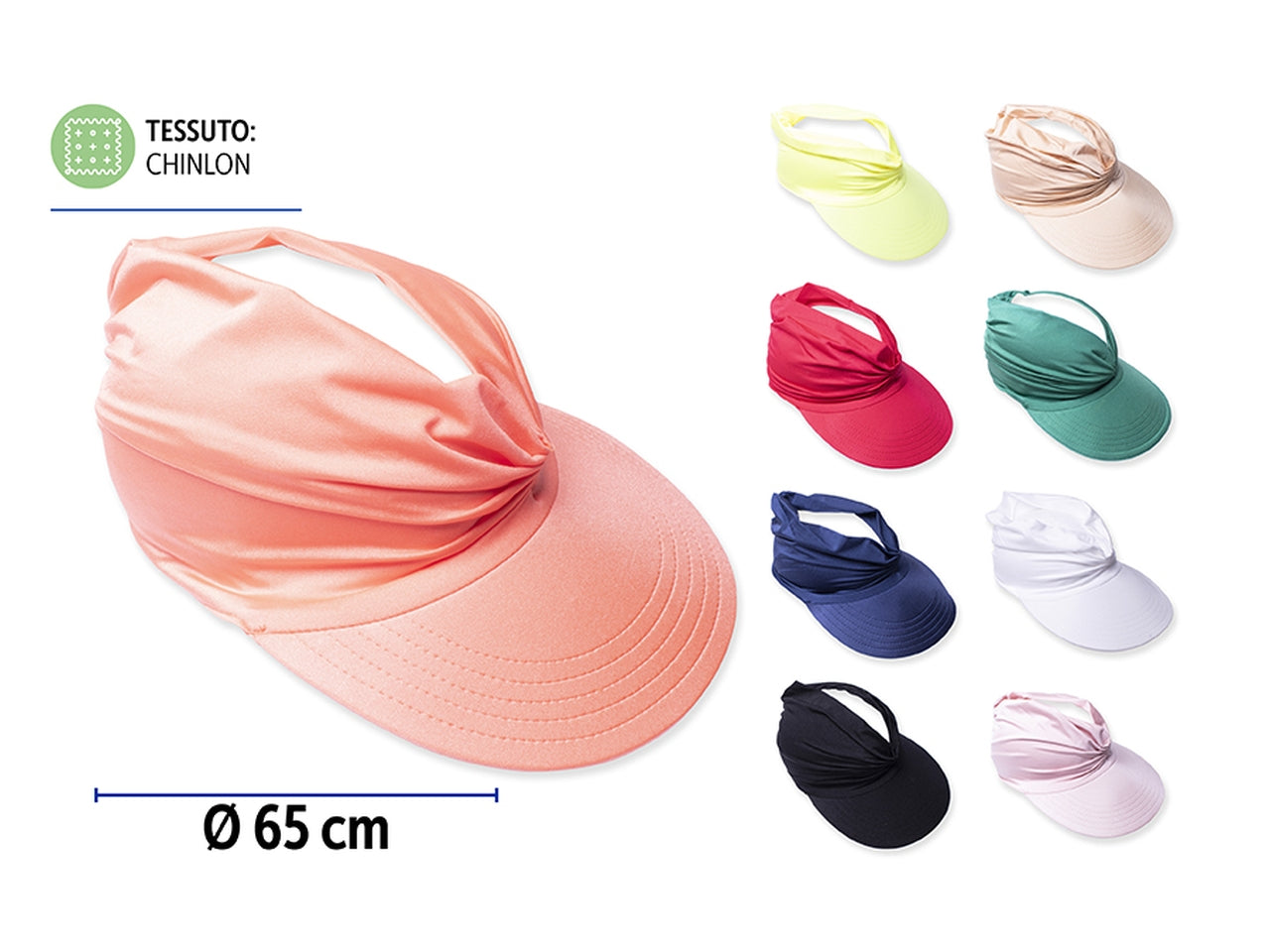 Visiera da spiaggia d.65cm da donna 8 assortiti