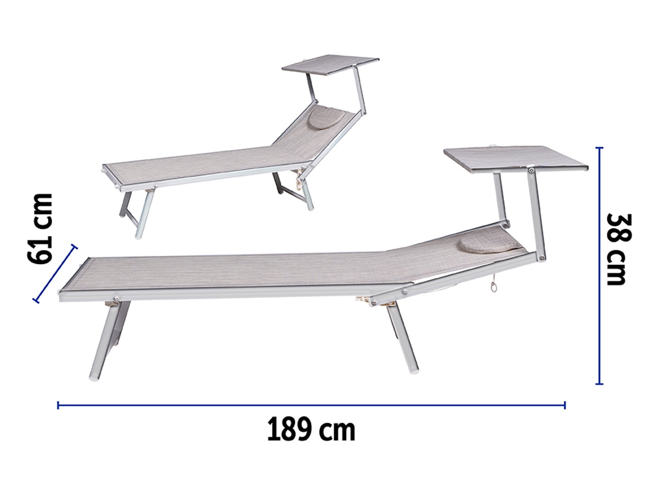 Lettino mare king alluminio/textilene 189x61x38 grigio $
