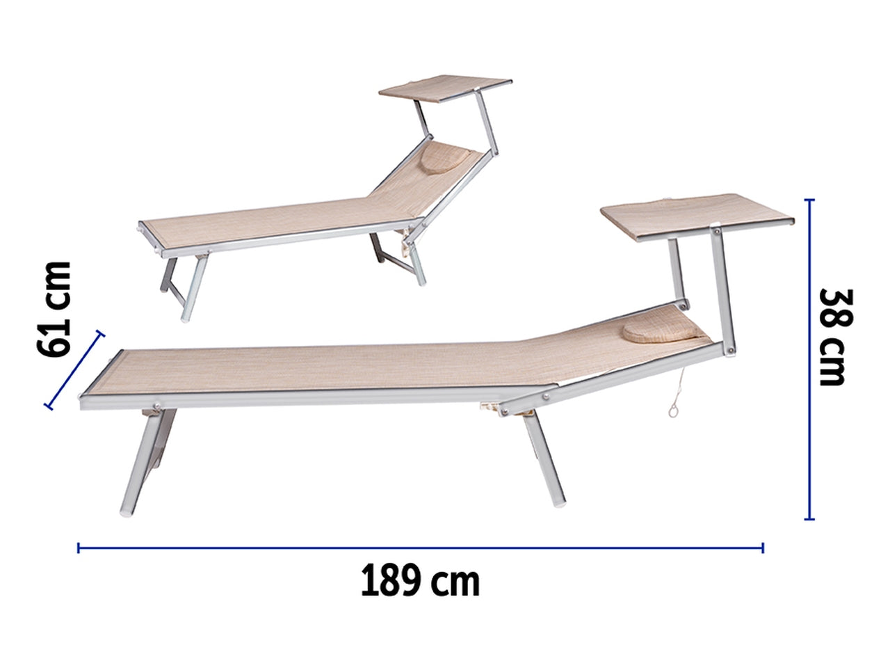 Lettino mare king alluminio/textilene 189x61x38 beige $