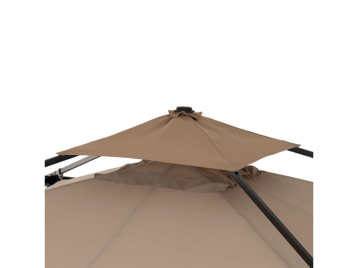 Gazebo ombrellone 3x3mt in tessuto poliestere ecrù e struttura antracite