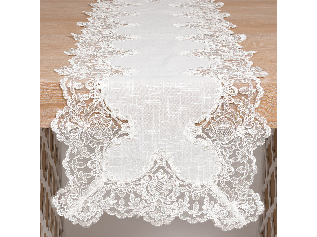 L.diana runner c/pizzo 45x140cm