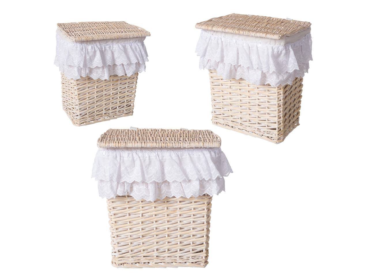 L.sangallo set 3 portabiancheria rettangolari natural