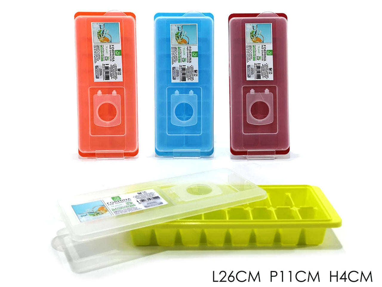 Forma cubetti ghiaccio con coperchio in 4 colori assortiti