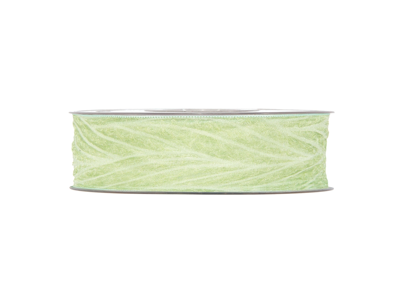 Nastro anais 2,5cmx15mt in organza con foglia in rilievo lime