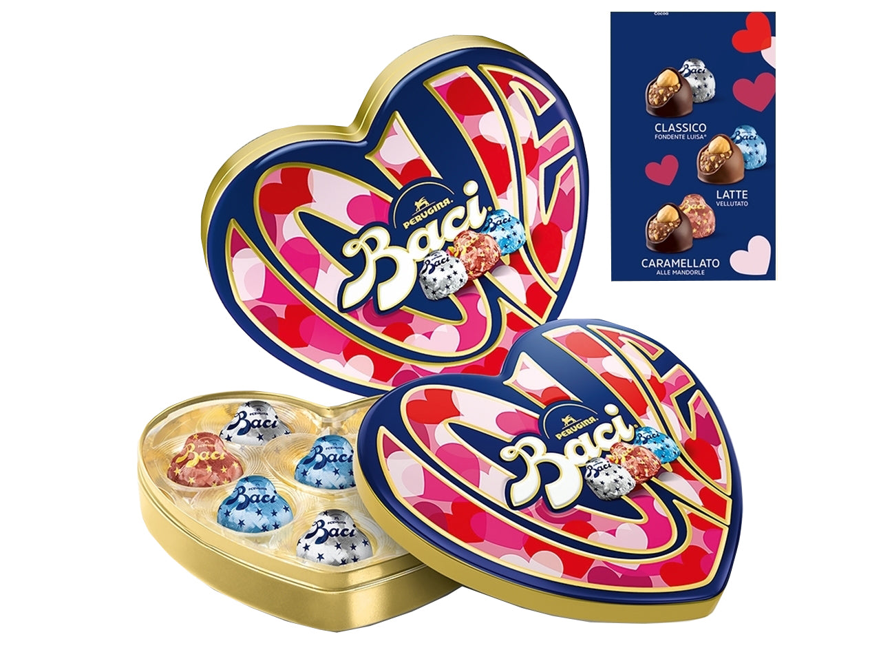 Baci cuore in latta con baci 100gr