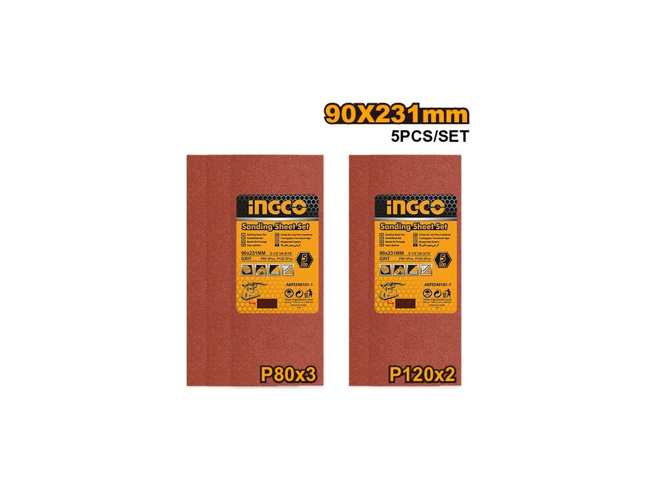 Set 5 fogli carta abrasiva 90x231mm