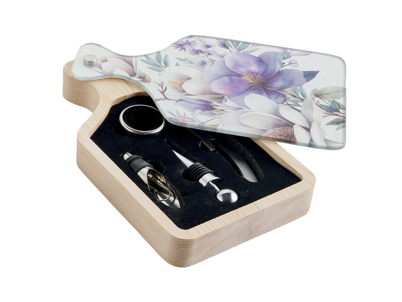 Set vino 20x14x3cm fiorato violetto