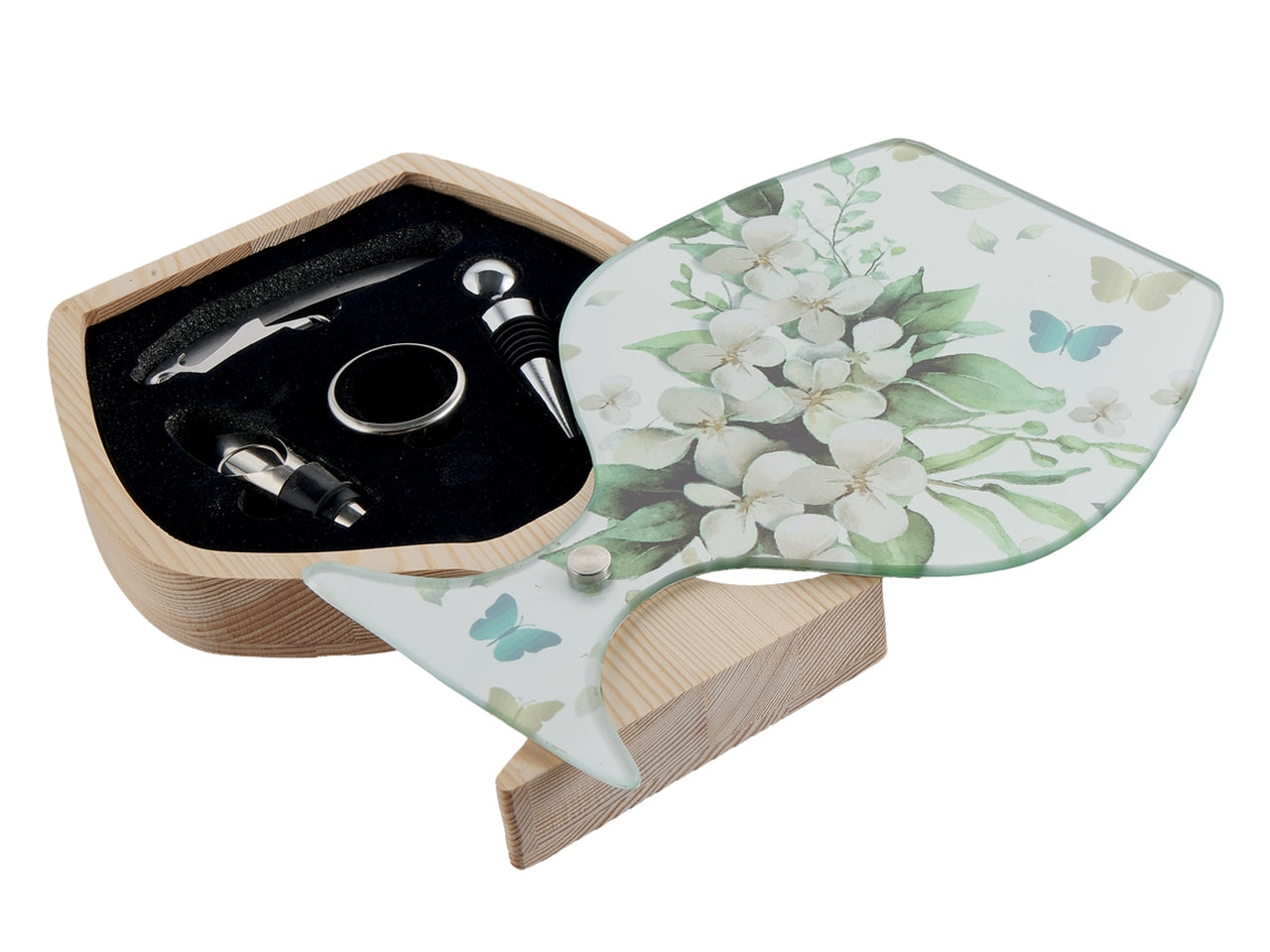 Set vino 25x18x3cm fiorato viola