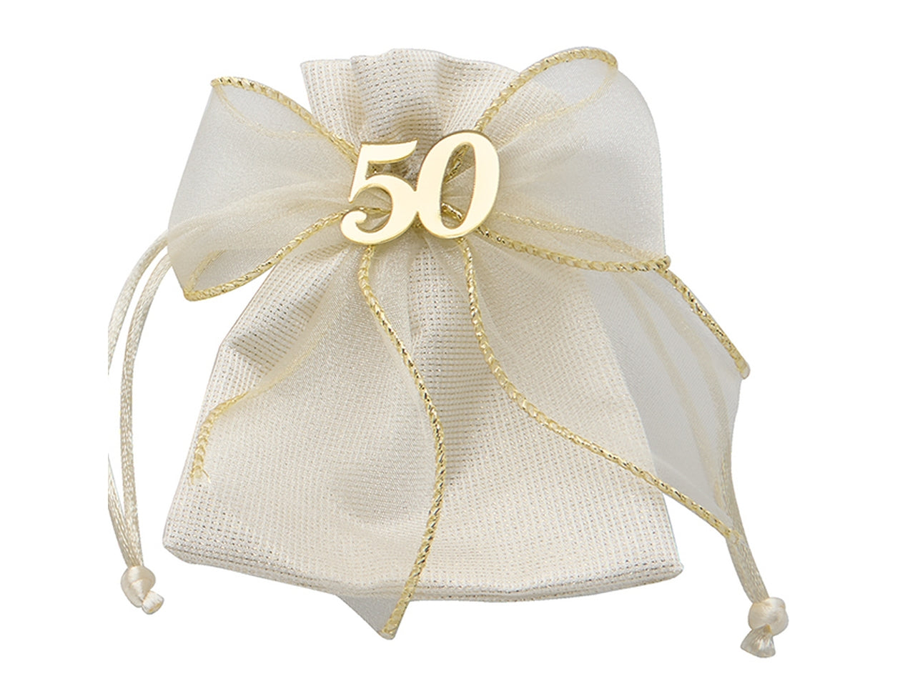 Sacchetto anniversario 50° 9x12cm con fiocco