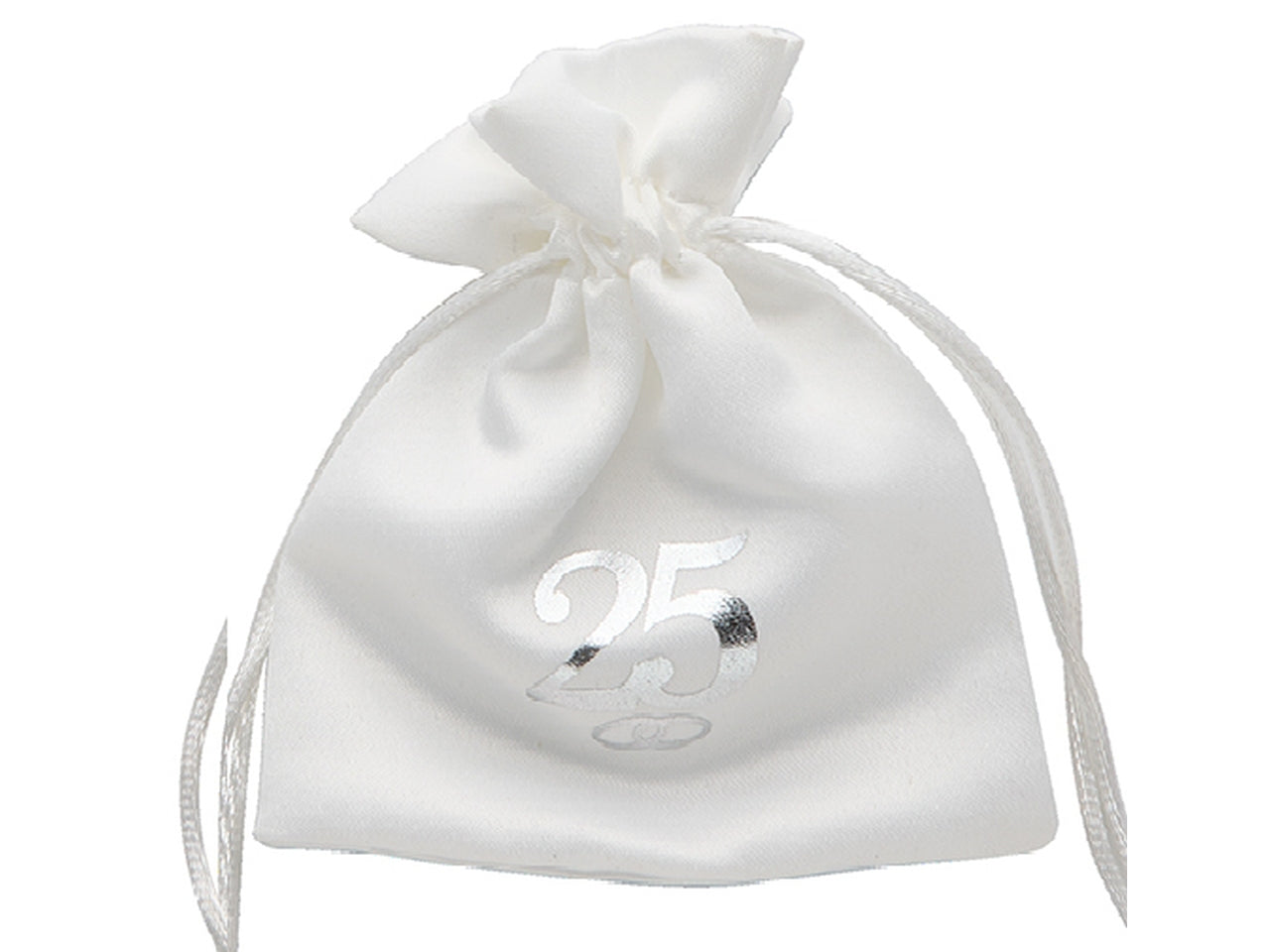 Sacchetto anniversario 25° 9x12cm argento