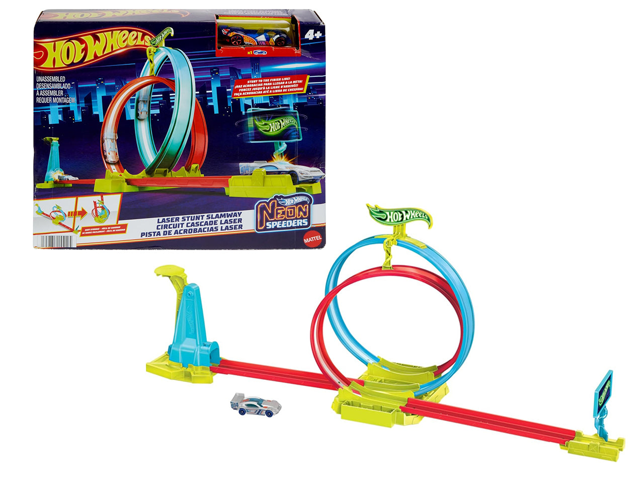 Hot wheels neon speeders laser stunt track set