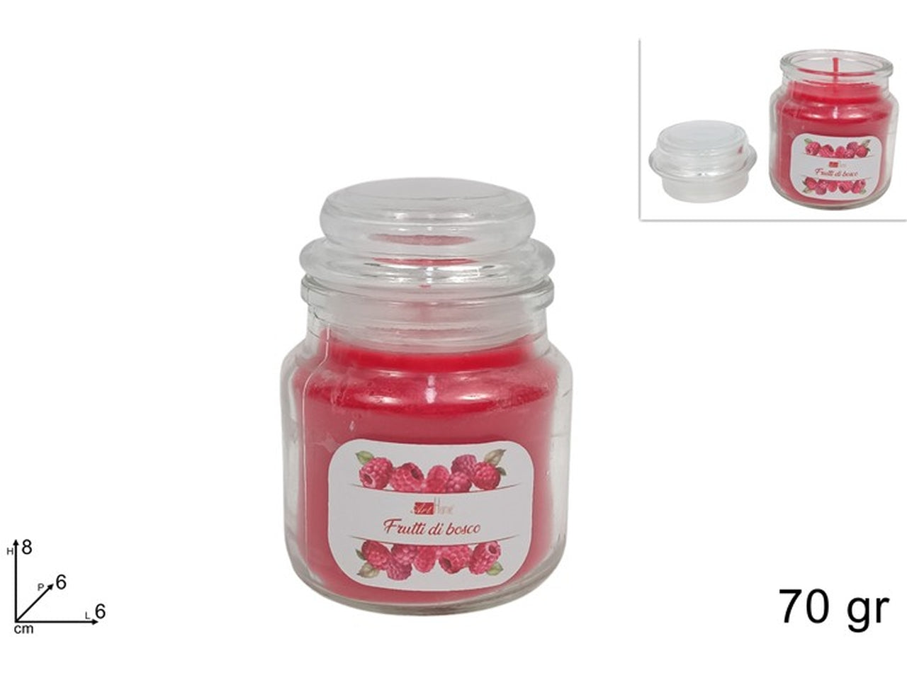 Candela profumata frutti di bosco 70gr in barattolo di vetro