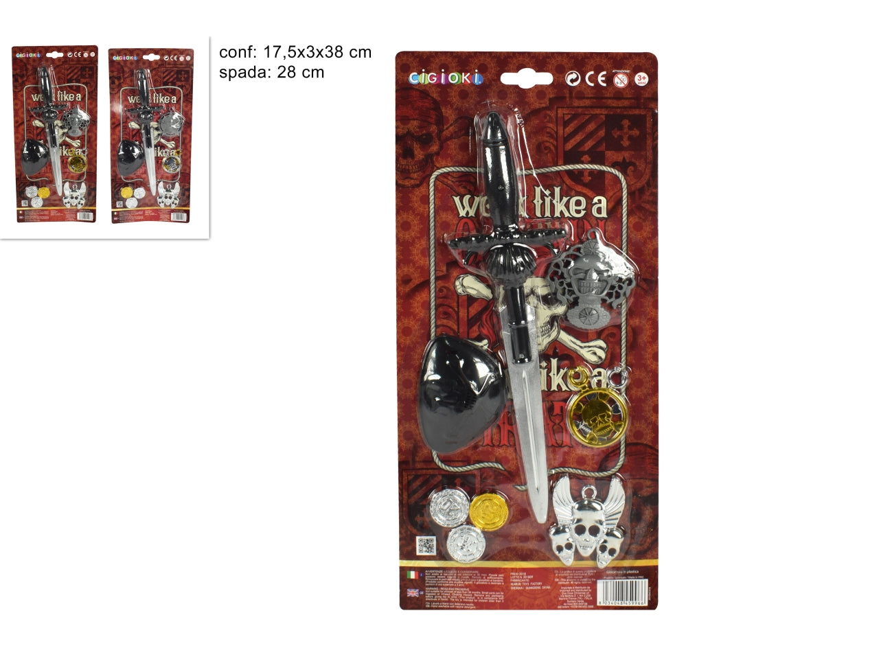 Spada giocattolo da pirata con accessori