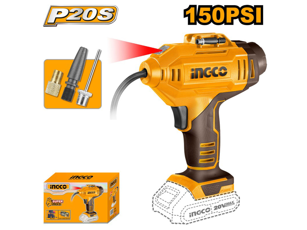 Compressore a batteria per auto 10,34bar nudo