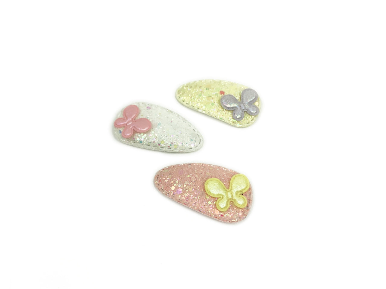 Clic clac tessuto glitter con farfallina