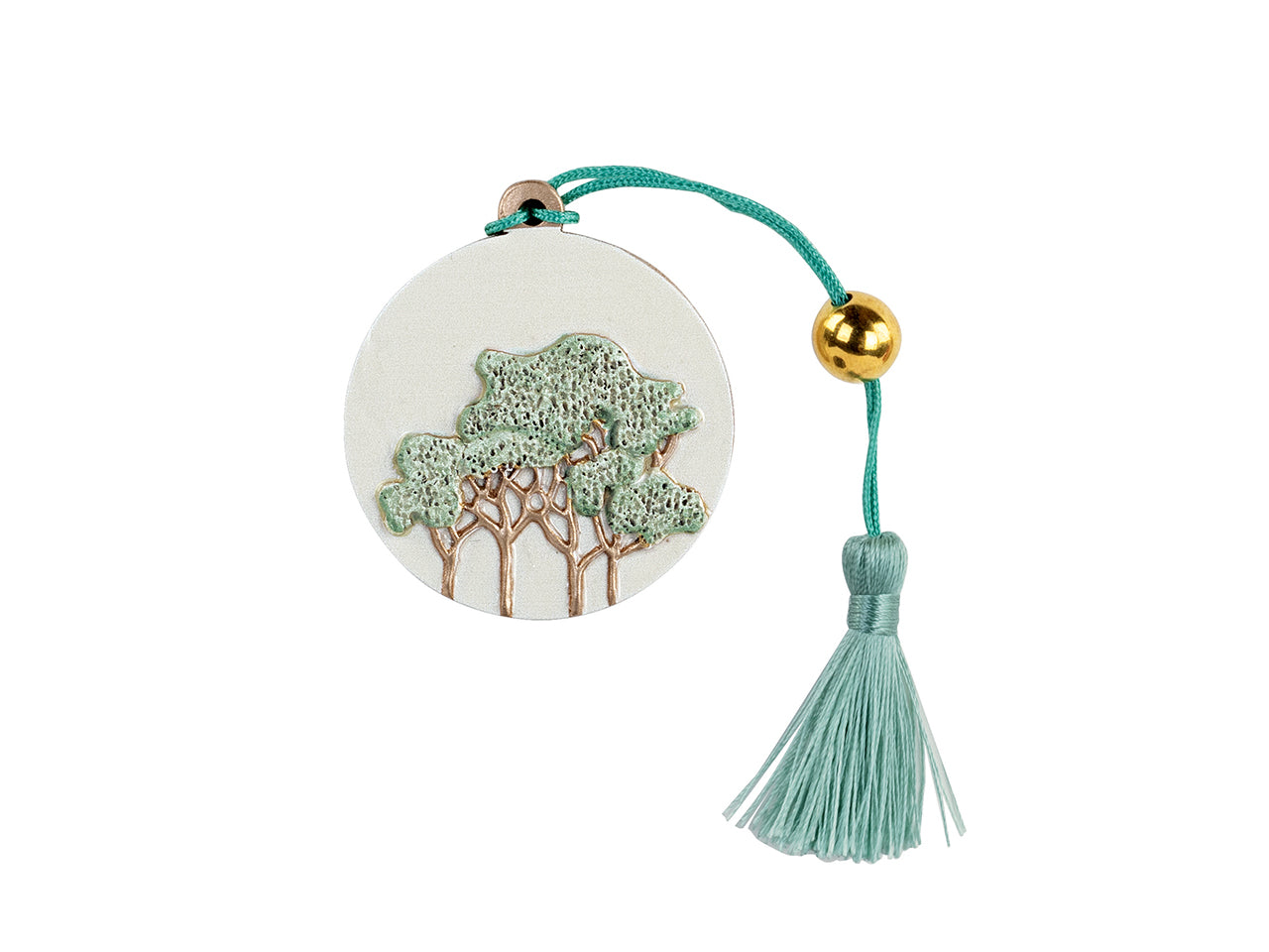 Appendino deco intrecci verde con nappah.50cm