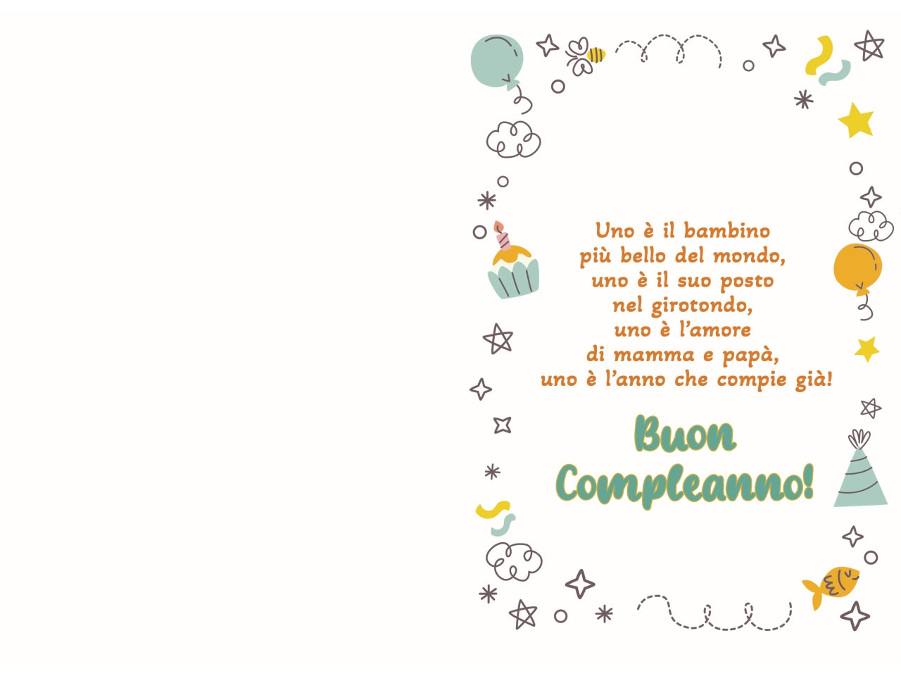 Biglietto buon compleanno 1° anno draghetto