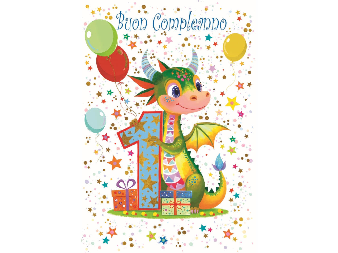 Biglietto buon compleanno 1° anno draghetto