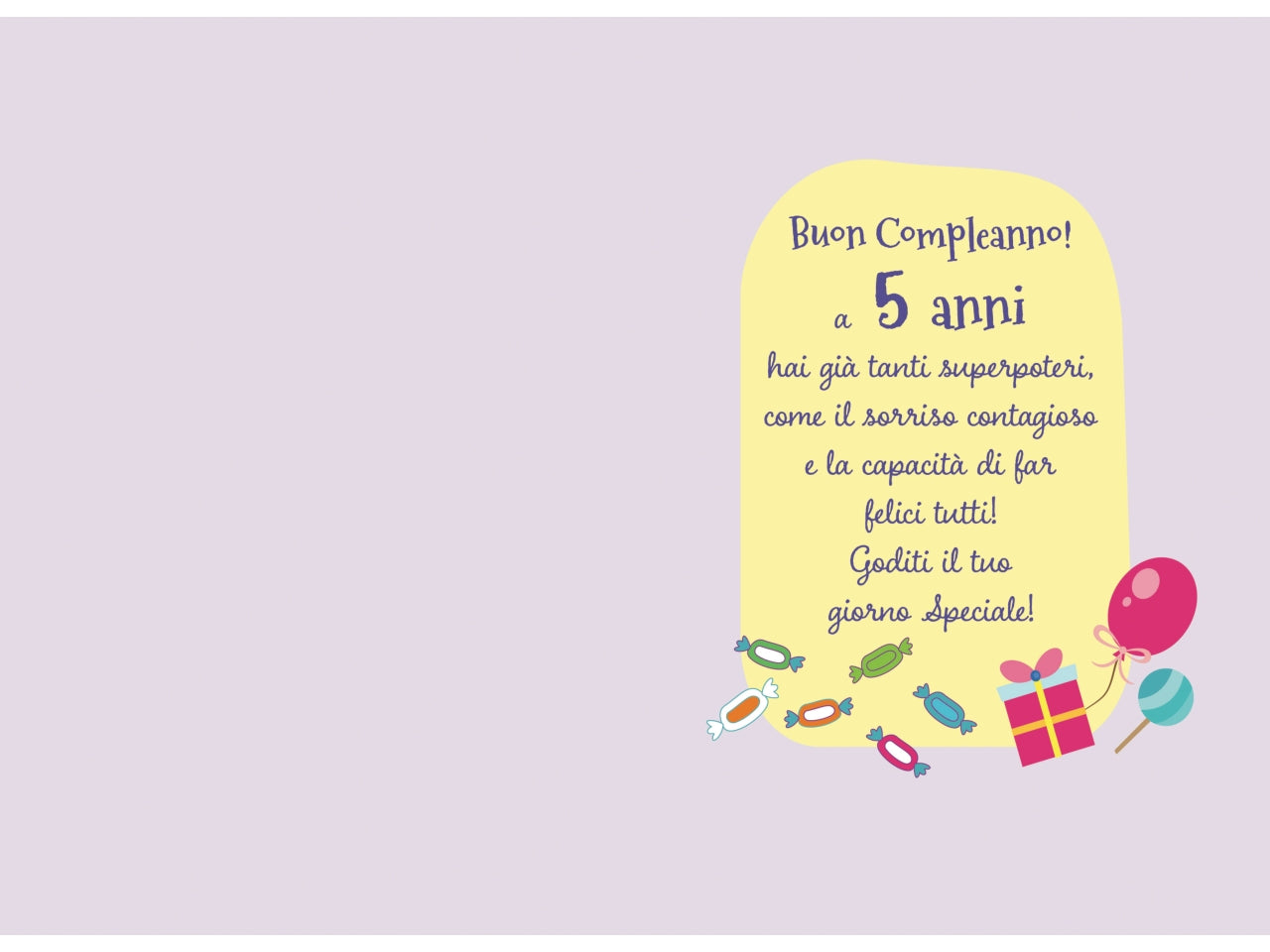Biglietto buon compleanno 5° anno