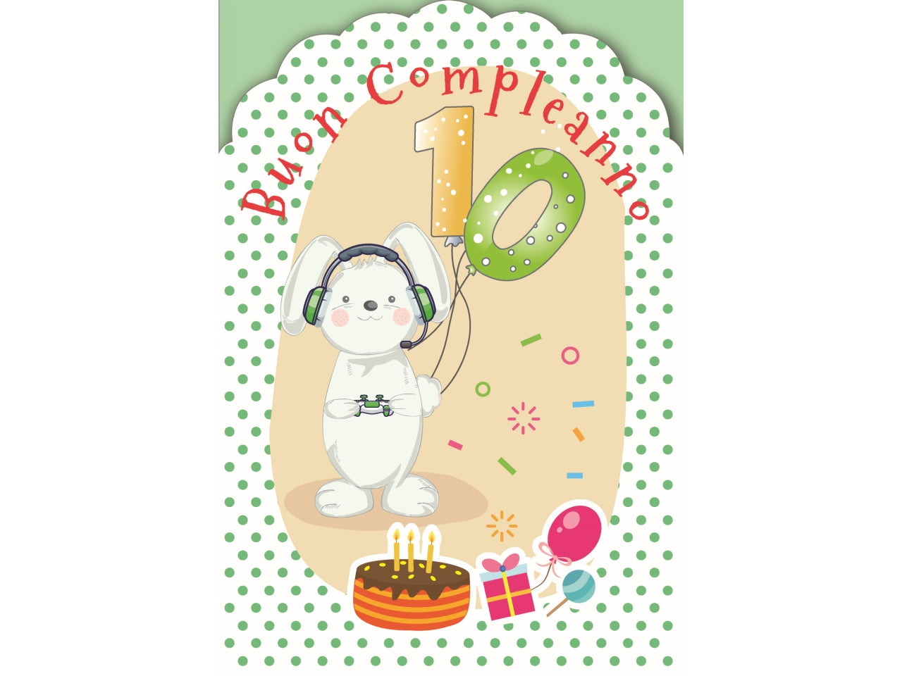 Biglietto buon compleanno 10° anno