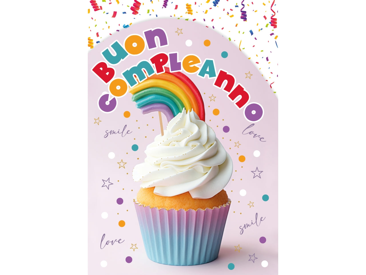 Biglietto buon compleanno arcobaleno