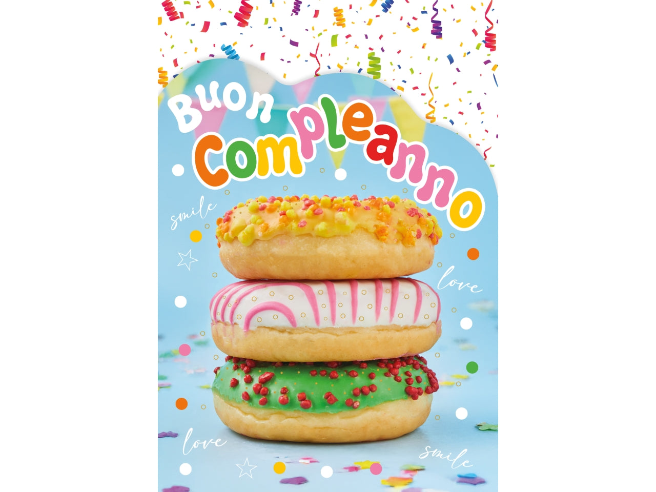 Biglietto buon compleanno donuts