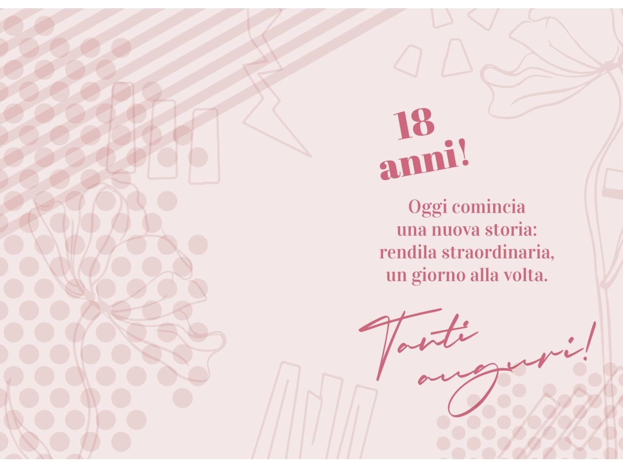 Biglietto buon compleanno 18 anni rosa