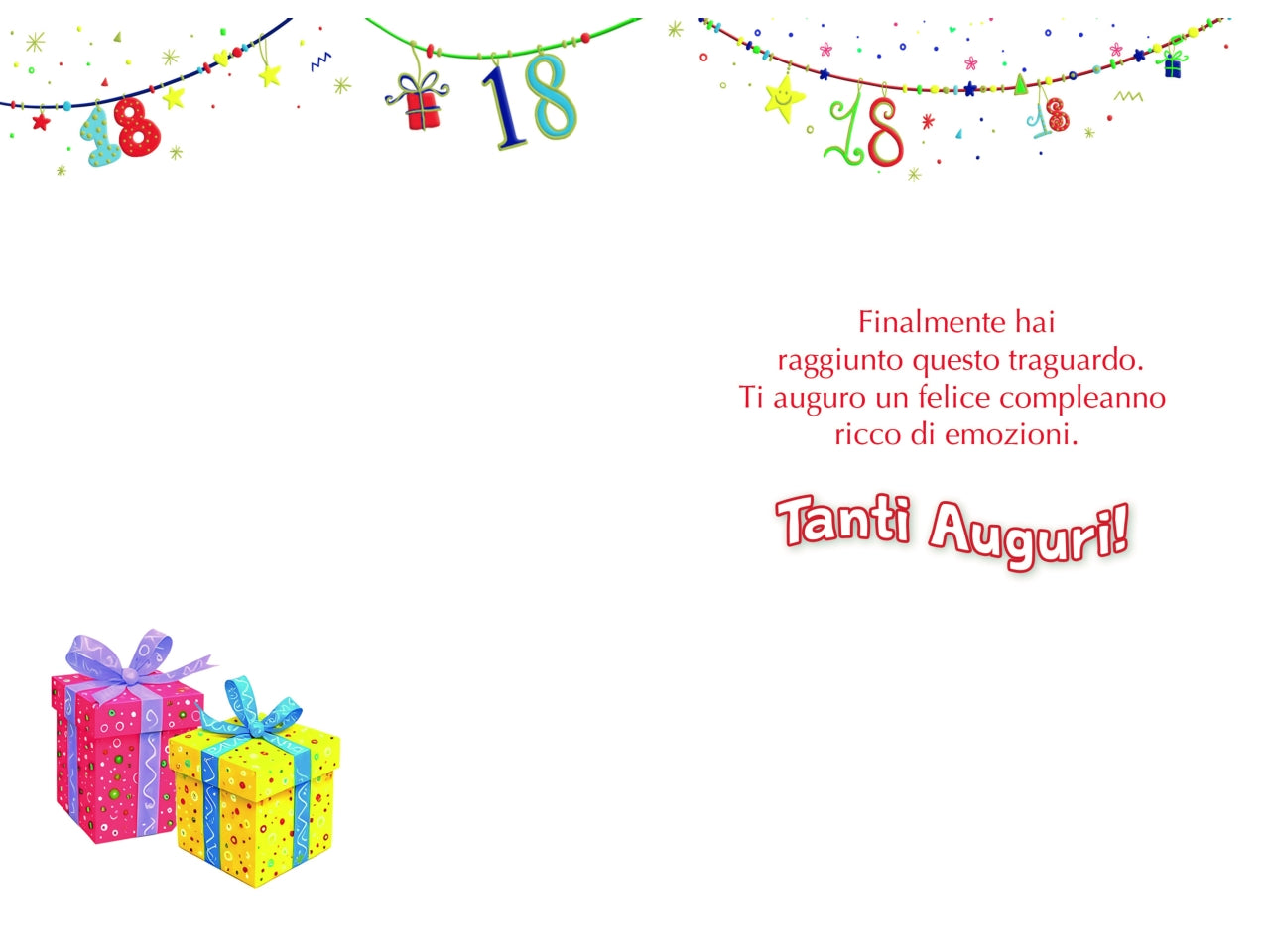 Biglietto buon compleanno 18 anni
