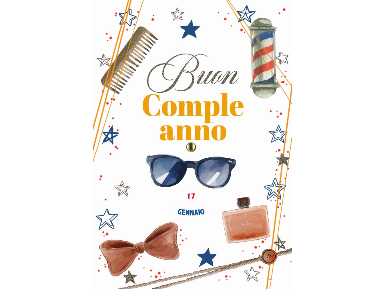 Biglietto buon compleanno doppia rotella maschile mese-giorno