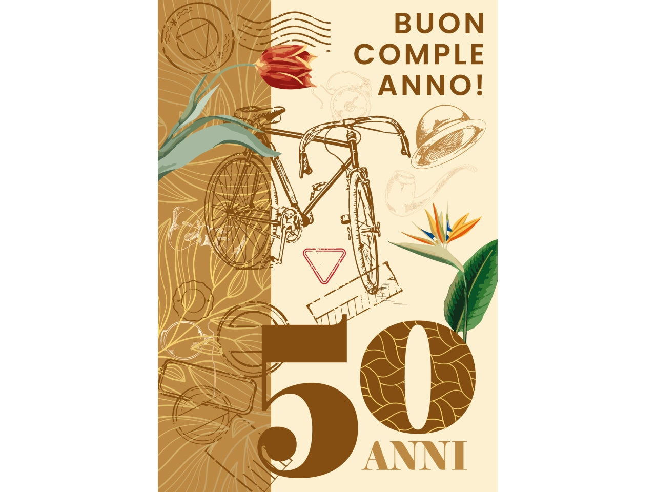 Biglietto buon compleanno 50 anni naturale