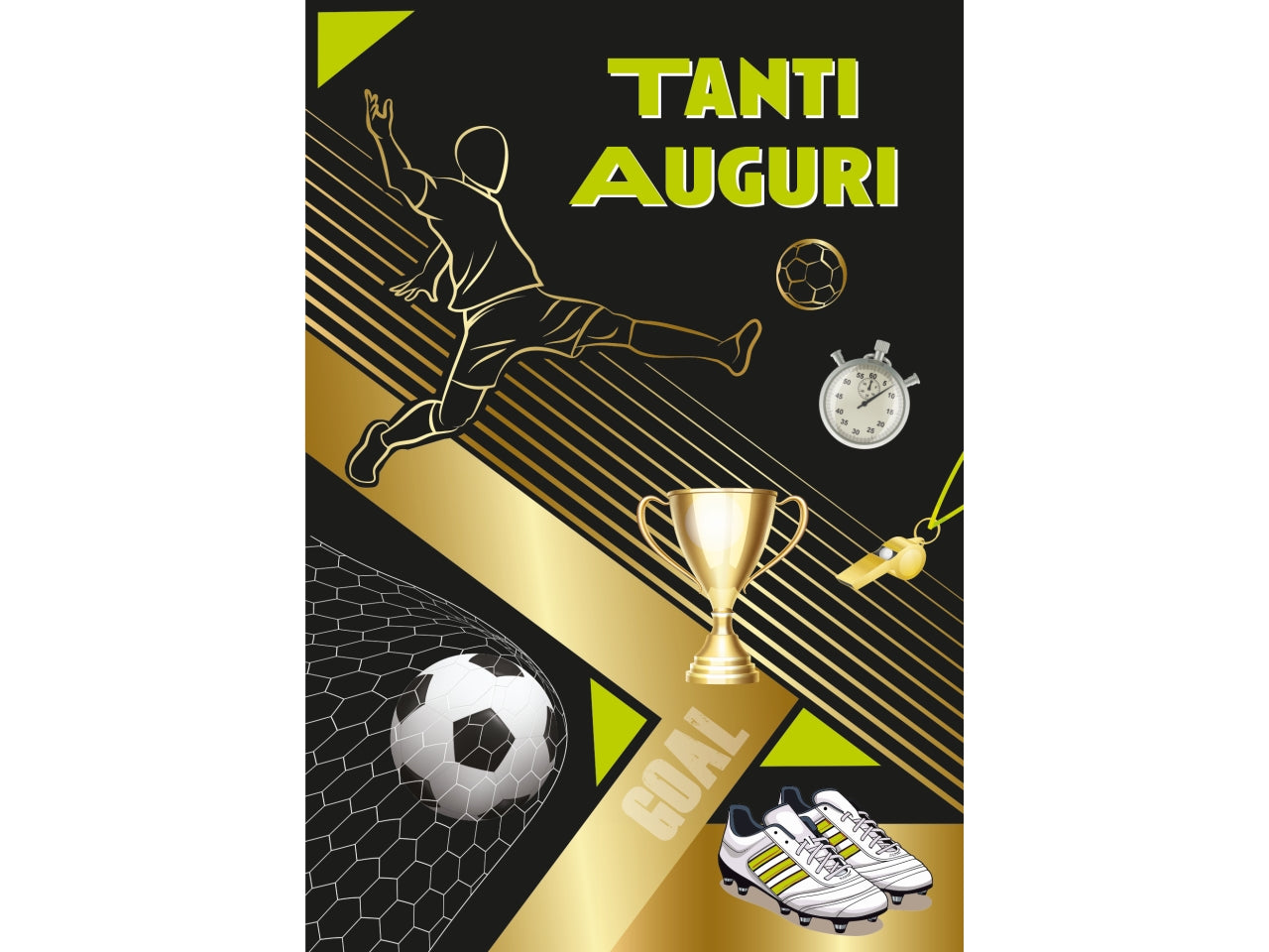 Biglietto tanti auguri black maschile calcio
