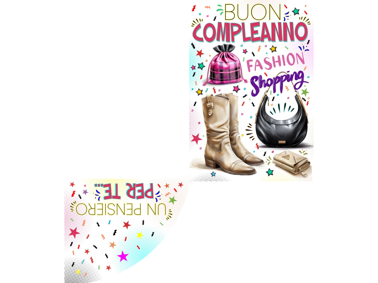 Biglietto portasoldi buon compleanno shopping