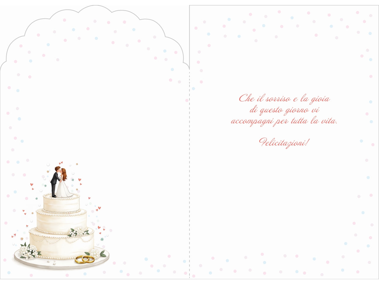 Biglietto felice matrimonio torta
