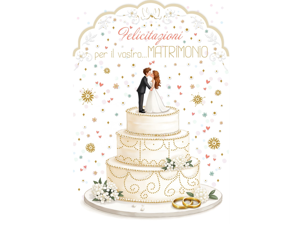 Biglietto felice matrimonio torta
