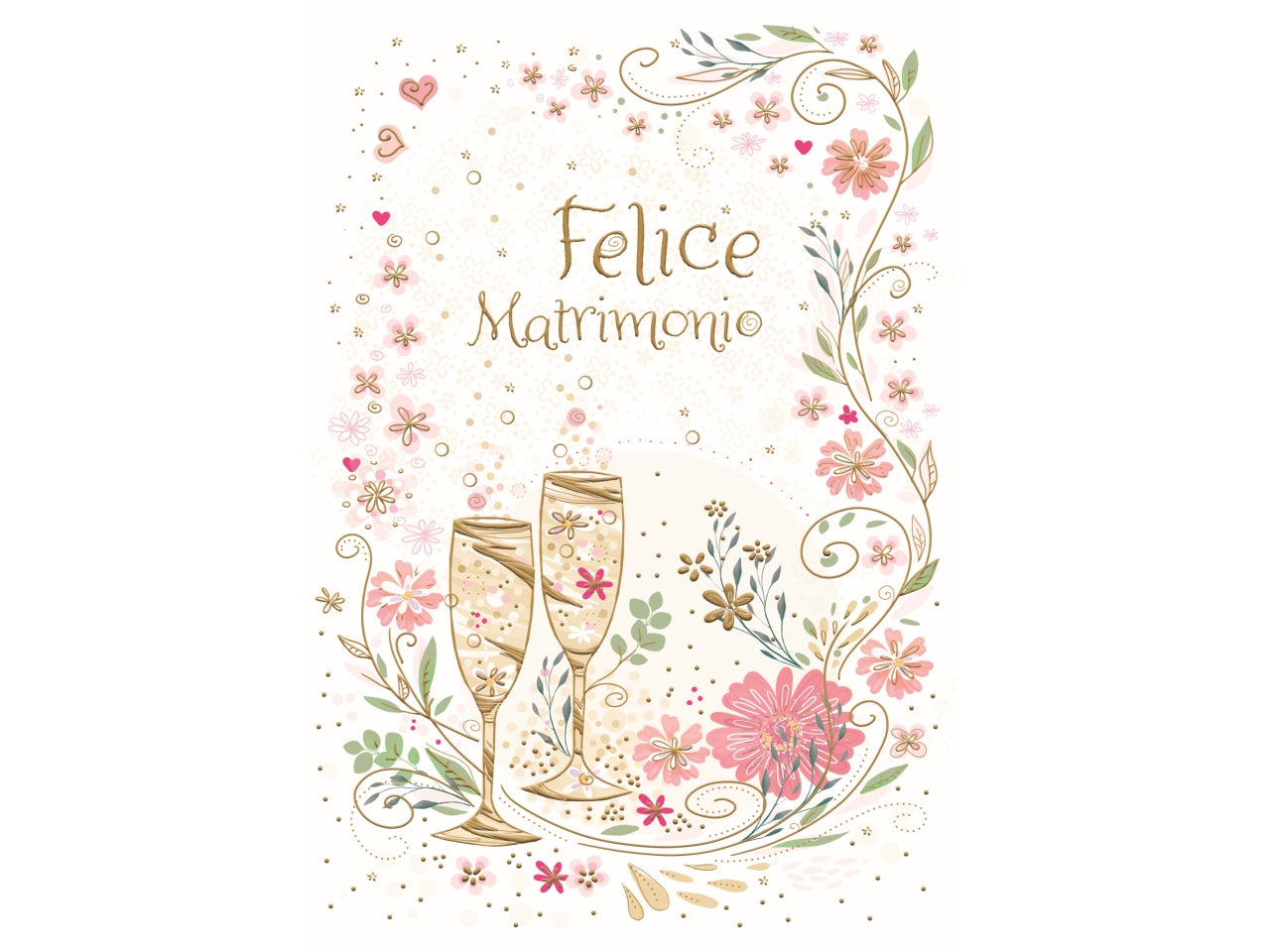 Biglietto felice matrimonio calici