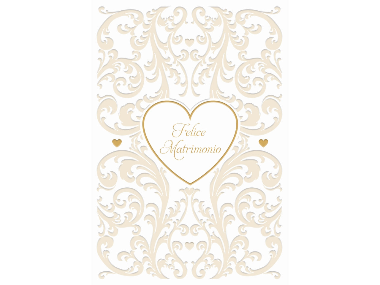 Biglietto felice matrimonio oro e perla