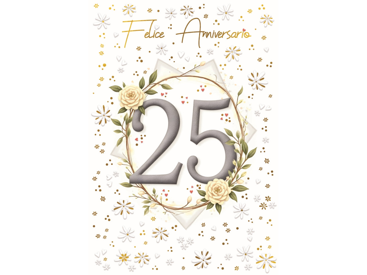 Biglietto felice anniversario 25°