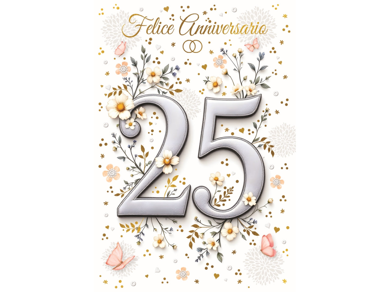 Biglietto felice anniversario 25°