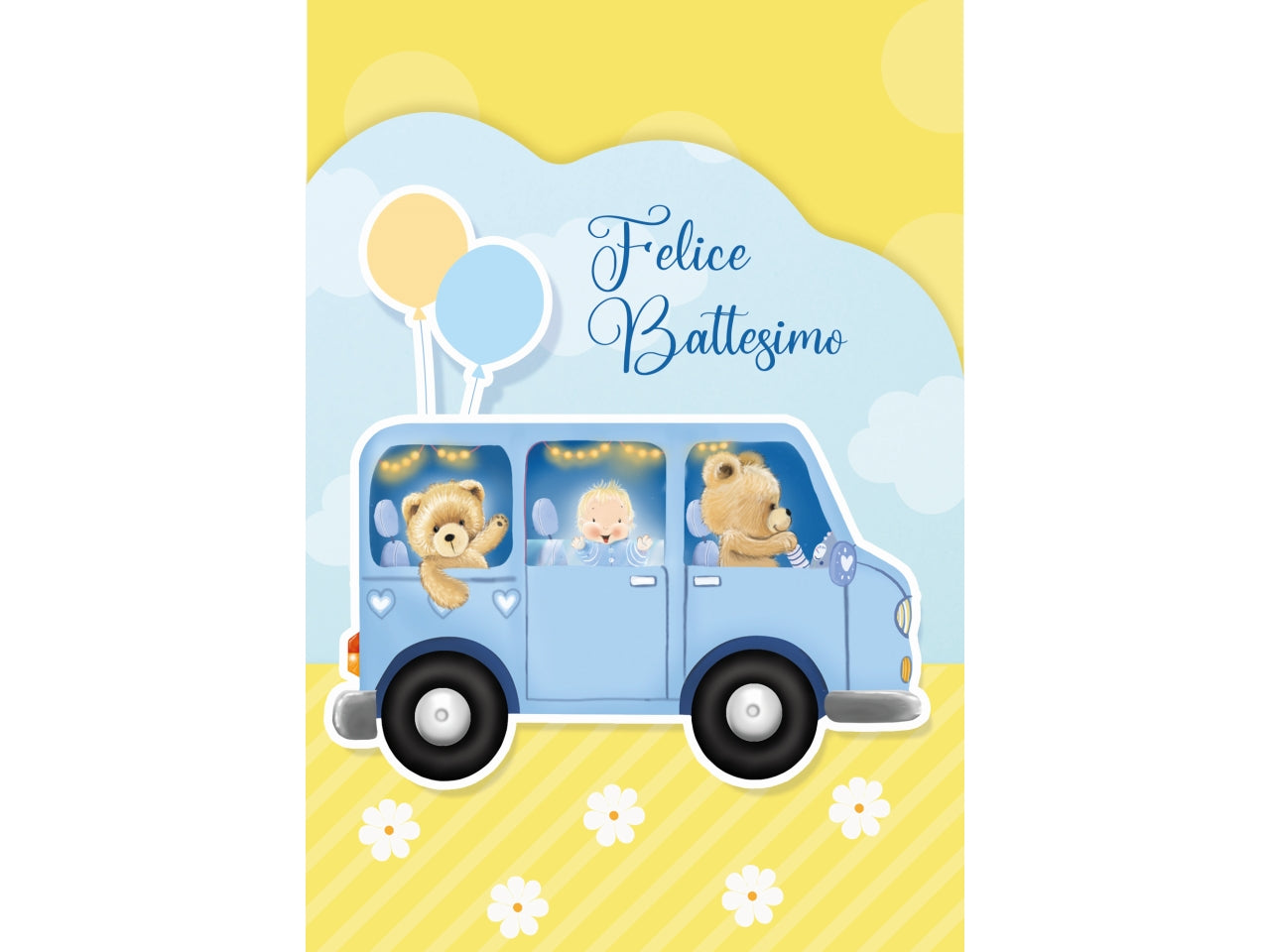 Biglietto portasoldi felice battesimo azzurro