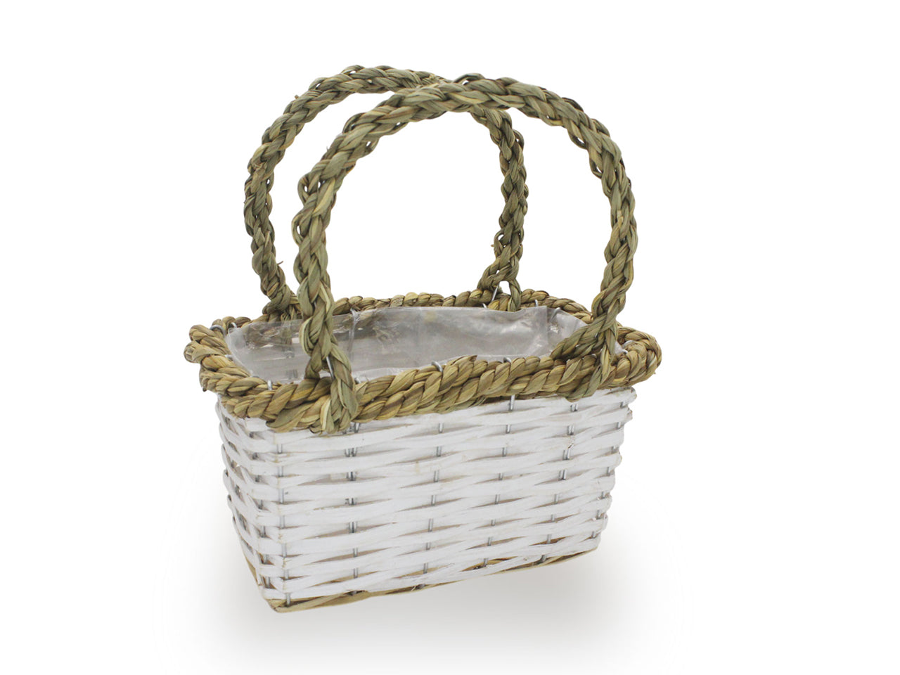 Cestino portapianta in rattan 21x11cm con manico