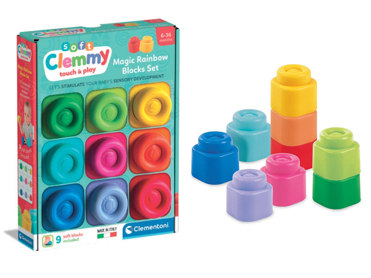 Baby Clementoni Clemmy Rainbow 9 Block Set