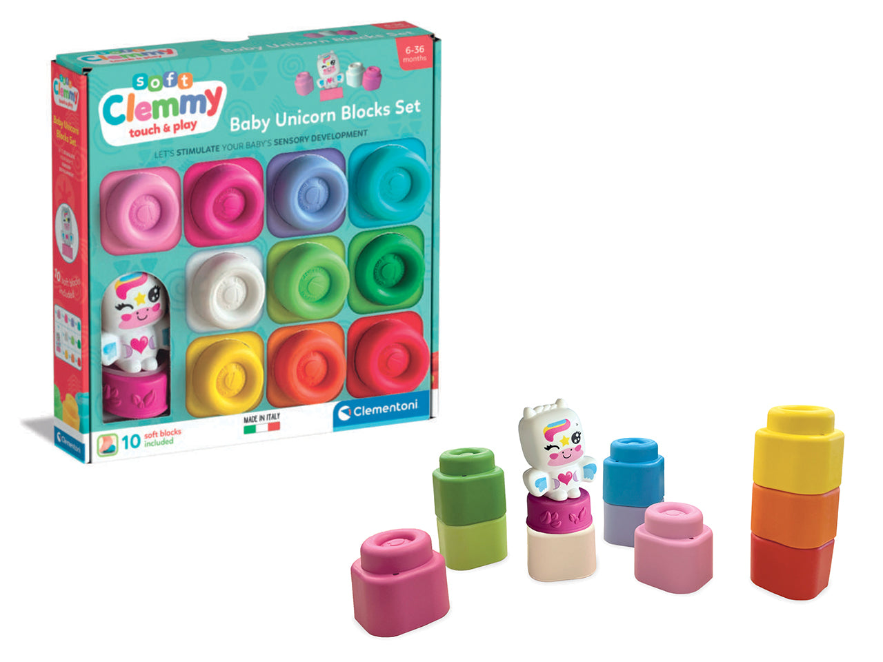 Baby Clementoni Clemmy Unicorn 10 Block Set