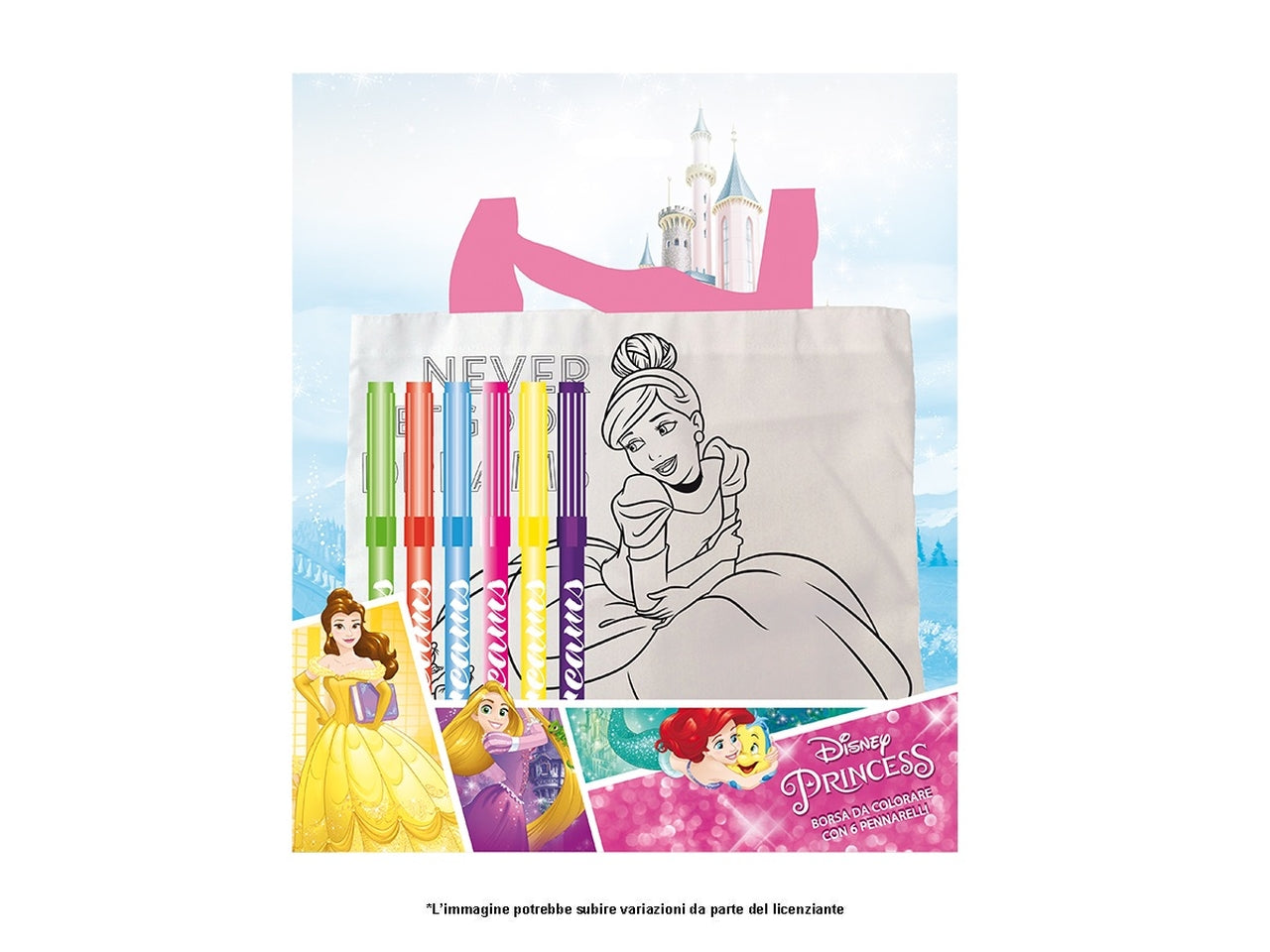 Princess Borsetta da colorare con 6 pennarelli