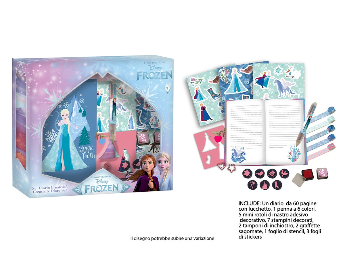 Frozen Set agenda con timbrini, penna 6 colori
