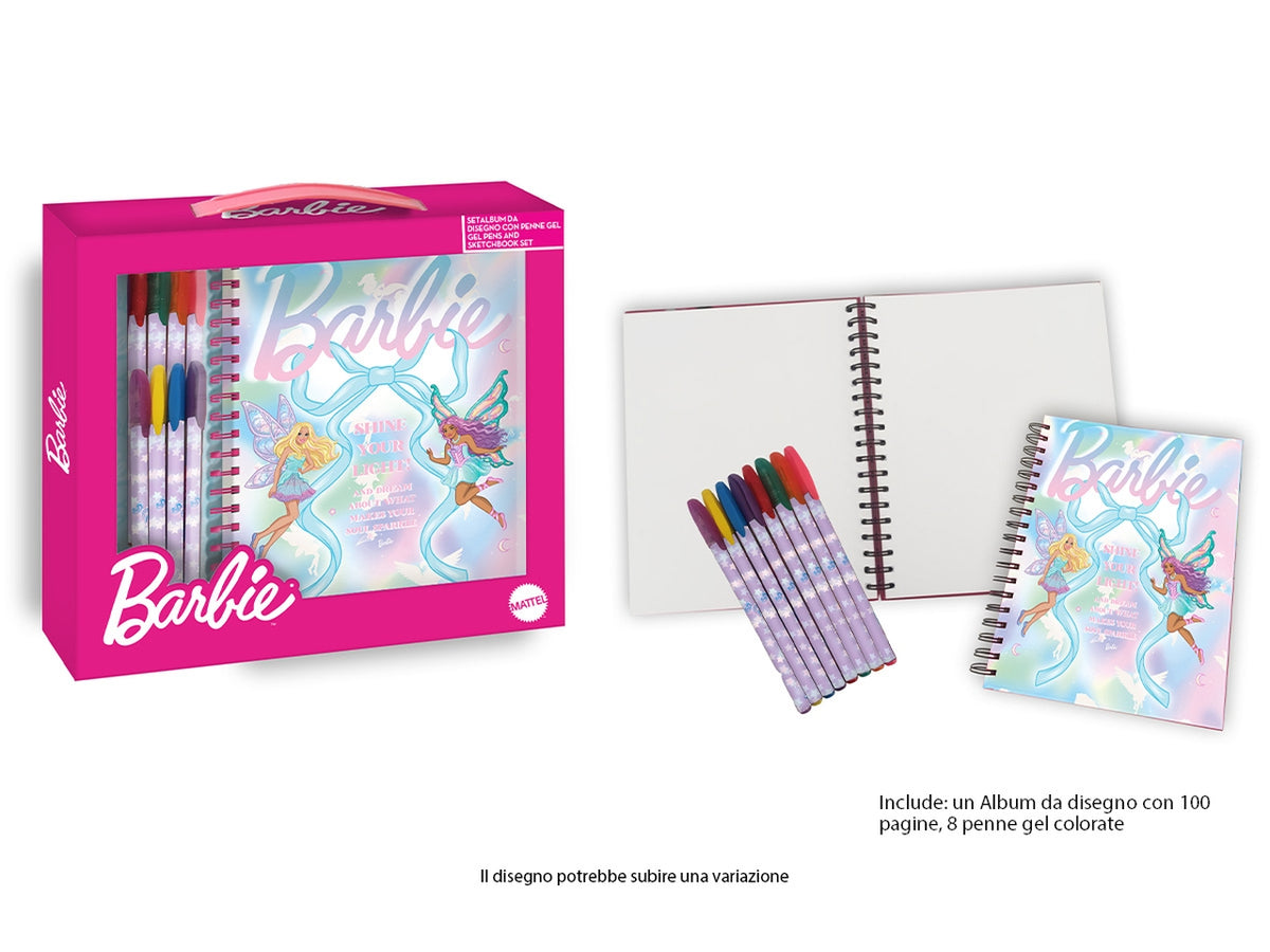 Barbie Set agenda spiralata e penne gel