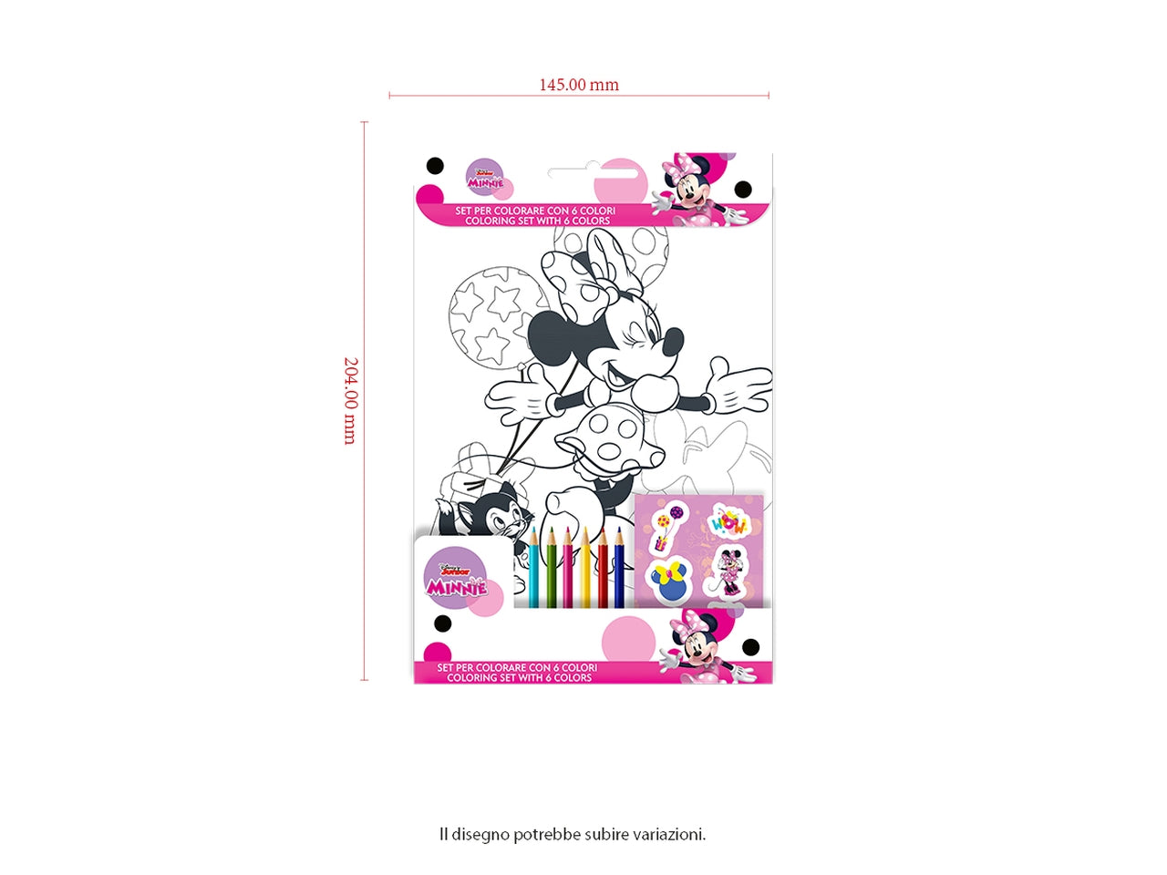 Minnie Set da colorare 23x14cm con 6 colori